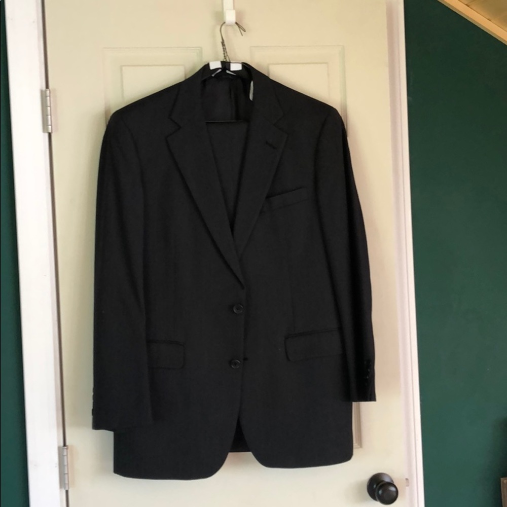 Wool Brooks Brothers Charcoal Herringbone Suit